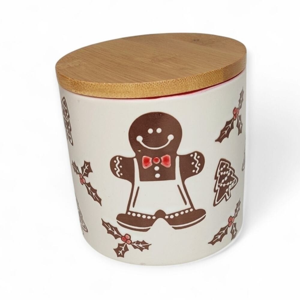 Neutral Tan Gingerbread Man Jar Cellar Christmas Canister